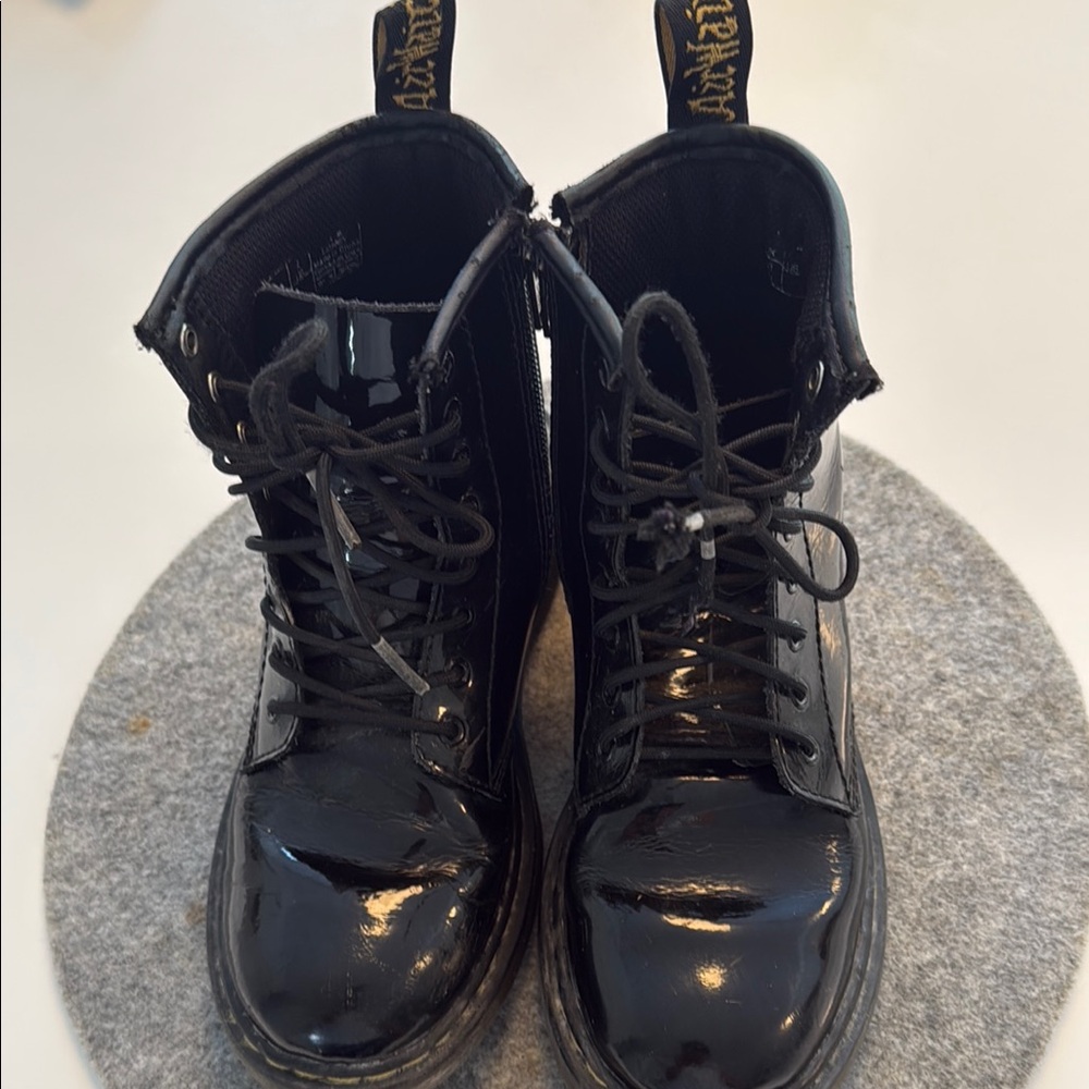 Black Patent Leather Girls Size 2 Dr. Martens Zip Up Boots